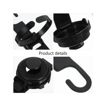 Uchwyt na kubek telefon haczyk na zagłówek czarny
