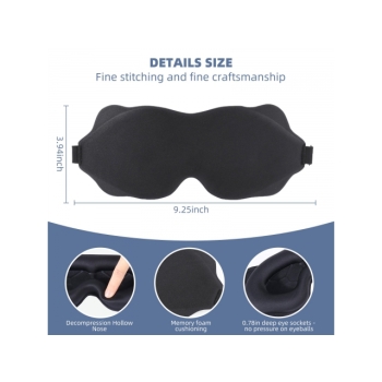 MASKA OPASKA NA OCZY 3D DO SPANIA PODRÓŻY CZARNA